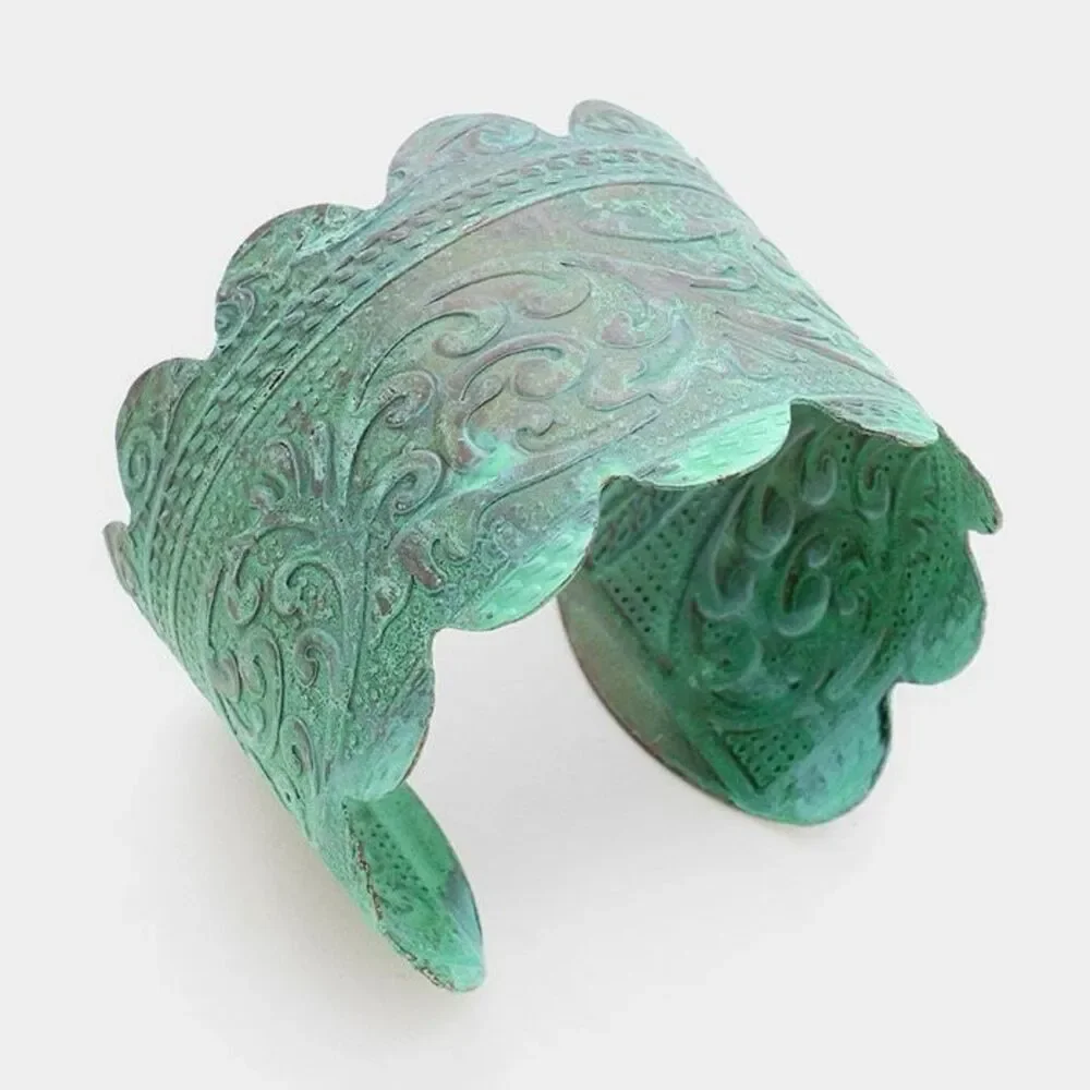 Brand New Womens Boutique Antique Filigree Pattern Metal Cuff Bracelet